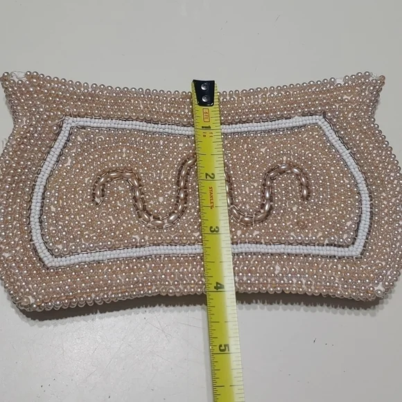 Vintage Pearl Clutch Wristlet Wedding Purse Beaded Handbag - Picture 2 of 5